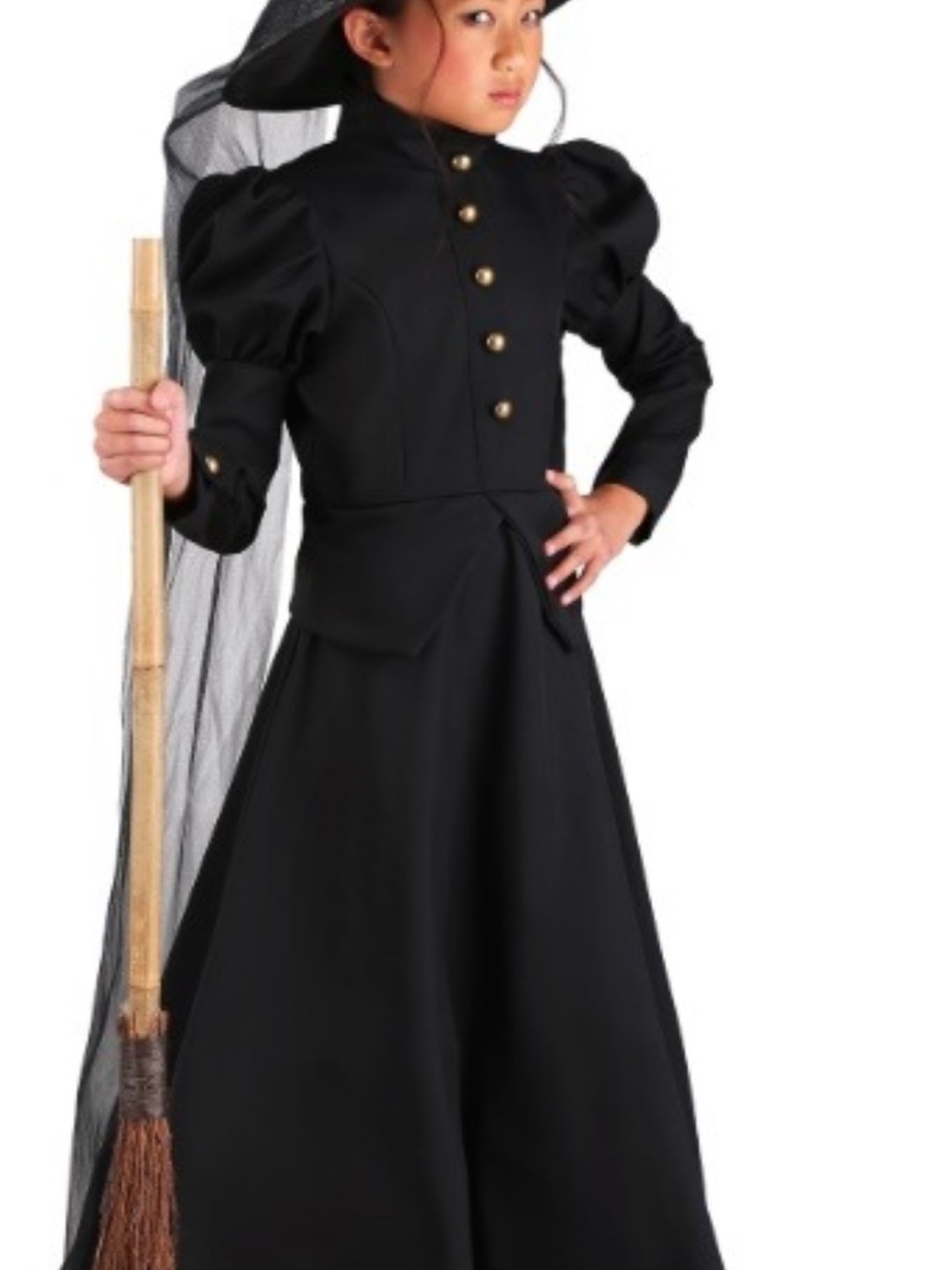 Deluxe Witch Costume for Kids - Elegant Buttoned Dress